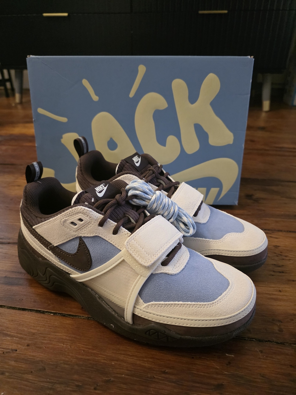 Travis Scott X Nike Zoom Field Jaxx Leche Blue Baroque Brown Men Sz 8 NEW DS
